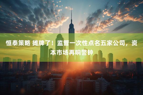 恒泰策略 摊牌了！监管一次性点名五家公司，资本市场再响警钟